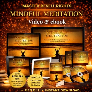MRR Mindful Meditation Video & Ebook Bundle, Master Resell Rights, Mindset Resources, Mindset Coach, Passive Income,