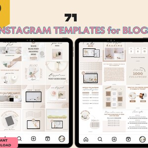 71 Instagram templates for blogs. Neutral minimalist aesthetic