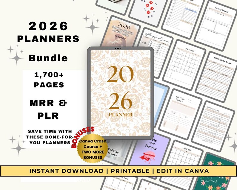 MRR 2026 Planners Bundle PLR Editable Planner Canva Templates Master ...