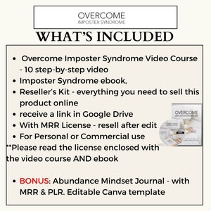 Overcome Imposter Syndrome Video Course & Ebook, MRR, Master Resell Rights, Reseller Kit, Self Help Course, Self Esteem, Mental Health image 3