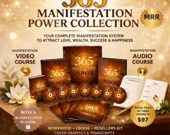 MRR Manifestation Video Course, Manifestation Book Audio Course and Workbook, Master Resell Rights, 365 Manifestation Power Collection