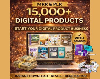 15,000+ PLR MRR Digital Products Bundle, Canva Templates Instagram Posts Reels, 2026 Planners, Courses, Instant Download Resell Bonuses