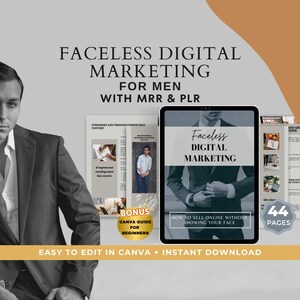 Faceless Digital Marketing Guide for Men, PLR, MRR, Private Label Rights, Master Resell Rights, DFY guide, Sell online, Download