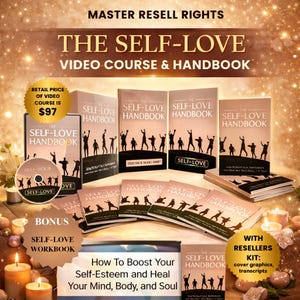 Selbstliebe Videokurs & Ebook MRR Bundle, Master Resell Rechte, Mindset Ressourcen, Selbstwertgefühl, Bonus Selbstliebe Arbeitsbuch Journal