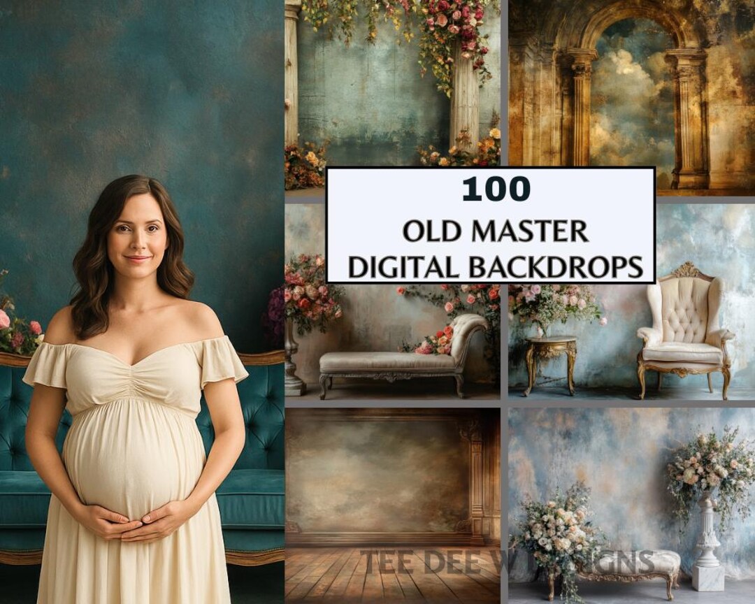 100 Old Masters Digital Backdrops Bundle, Elegant Photography ...