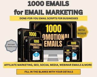 1000 Email Marketing Templates, Promotional Emails for Business, Done For You Email Scripts DFY, Instant Download with Bonus