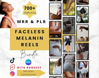 MRR Faceless Melanin Reels Bundle PLR Instagram, Master Resell Rights, Digital Marketing, Bonus