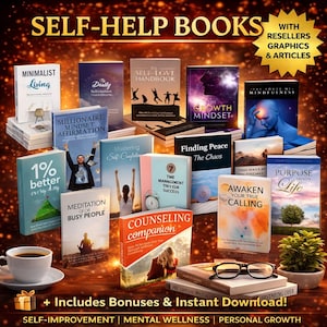 Paquete de más de 570 libros de autoayuda con derechos de reventa (PLR), derechos de marca privada, derechos de reventa maestros, recursos de salud mental, amor propio.