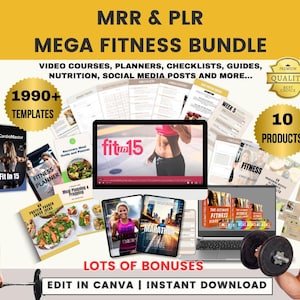 Fitness Bundle PLR MRR Zwei Fitness Videos Protein Snacks Fitness Checklisten Gesundheit Wellness Gym Personal Trainer Fitness Planer DFY