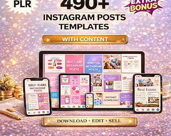 490+ Canva Instagram Post Templates: PLR, Self-Care, Coaching, Social Media Manager Instant Download