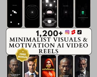 1200+ Minimalist Visuals Reels Motivation Video Bundle AI Reels Motivational Instagram YouTube Shorts, TikTok Faceless Content DFY Download