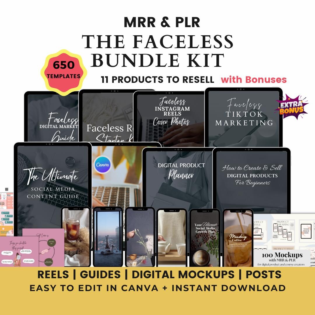 MRR Faceless Digital Marketing Kit Bundle PLR, Private Label Rights ...