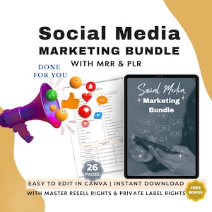 Social Media Marketing Bündel, Master Wiederverkaufsrechte, MRR PLR, 26 Vorlagen für Geschäftserfolg, Marketingplaner, Marketing Vorlagen