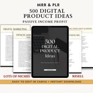 500 Digital Products Ideas, PLR MRR, Private Label Rights, Master Resell Rights, Passive Income, Lead Magnet, dfy Done For You