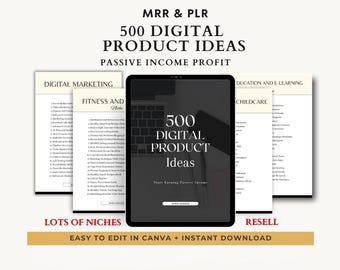 500 Digital Products Ideas, PLR MRR, Private Label Rights, Master Resell Rights, Passive Income, Lead Magnet, dfy Done For You