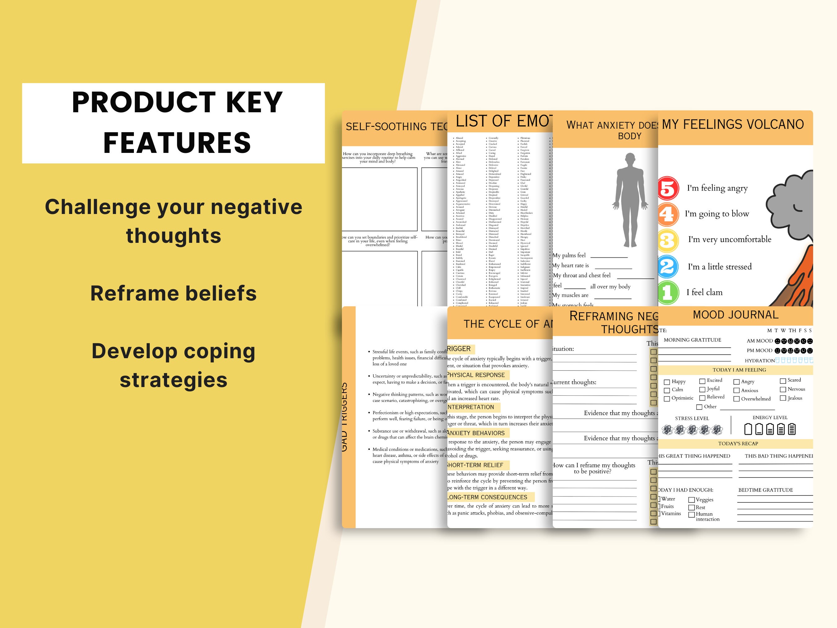 CBT Anxiety Workbook PLR CBT Therapy Worksheets Anxiety Coping Skills ...