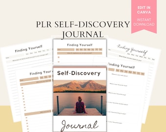 PLR Self Discovery Journal, Editable in Canva, Private Label Rights, Self Love Self Esteem Journal, Instant Download