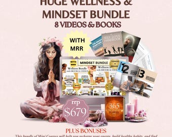 Huge Wellness and Mindset Bundle Videos & Book MRR, Master Resell Rights, 365 Manifestation Power, Yoga Video, Self Love Meditation, Anxiety