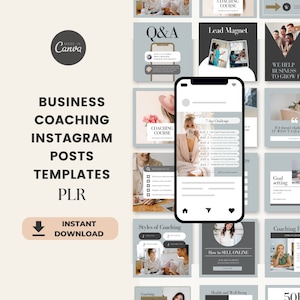 Könnte beinhalten: Eine Sammlung von Instagram-Post-Vorlagen für Business-Coaches. Die Vorlagen bieten eine Vielzahl von Designs, darunter Zitate, Herausforderungen und Tipps. Die Vorlagen sollen Coaches dabei helfen, ihr Geschäft auszubauen und mit ihren Kunden in Kontakt zu treten.