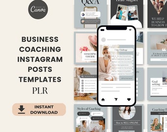 PLR Business Coaching Instagram Post, 120 Canva Templates Instagram Editable posts Business Coach Social Media Manager IG, Download