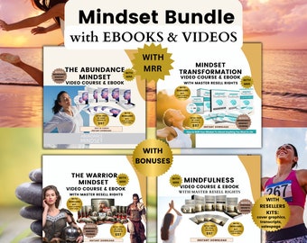 MRR Mindset Bundle Video Courses & Ebooks, Master Resell Rights, Reseller Kit, Self Help Course,  Mental Health, Wellness Courses