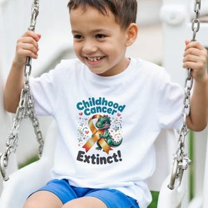 Childhood Cancer Extinct Shirt Dinosaur Gold Ribbon Awareness Tee Kids Toddler Youth Hoodie Cancer Support Shirt Childhood Cancer Gift