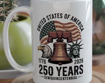 Tasse America 250 1776 2026 Tasse à café patriotique du demi-cinquantième anniversaire des États-Unis, cadeau vintage