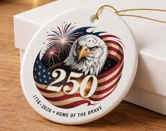 Semiquincentennial Ceramic Ornament – Patriotic Eagle, 250 Years USA Gift Box