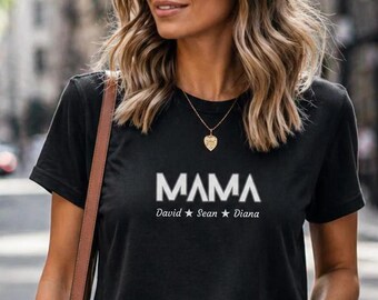 Personalized MAMA Shirt, Custom Kids Names Gift