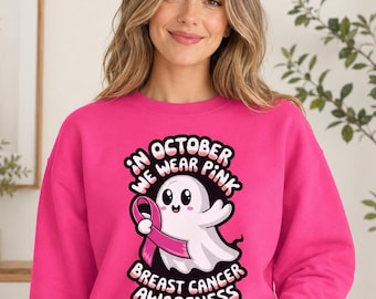 In October We Wear Pink Ghost Shirt, Breast Cancer Awareness