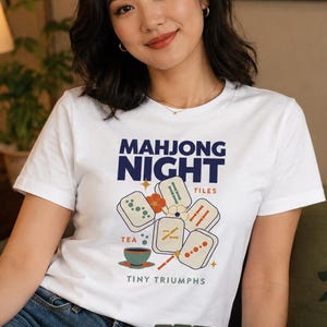Mahjong Night Tiles Tea Triumphs Shirt for Women, Moms, Friends Game Night Hoodie
