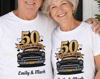 Personalized 50th Anniversary Matching Shirts: 50 Years of Love
