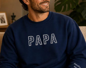 Moletom personalizado para o papai, com nome do filho bordado na manga, presente para o pai.