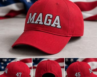 Geborduurde MAGA Dad Hat, Trump 45 & 47, politieke pet