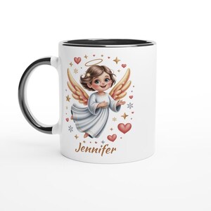 Taza de ángel personalizada con nombre Ceramic Black