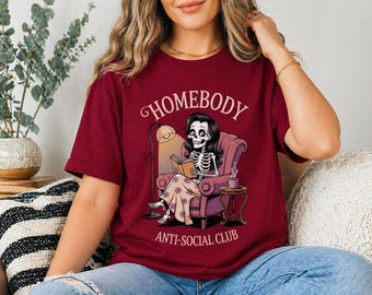 Maglietta scheletro Homebody Anti-Social Club, regalo per introversi