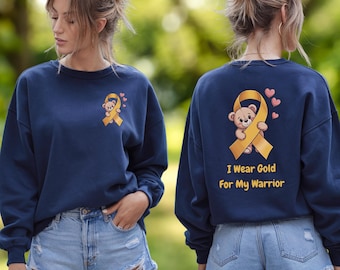 Childhood Cancer Awareness Shirt: Teddy Bear Gold Ribbon Tee or Sweatshirt