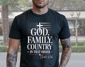 God Family Country T-Shirt | Christian Cross American Flag Tee