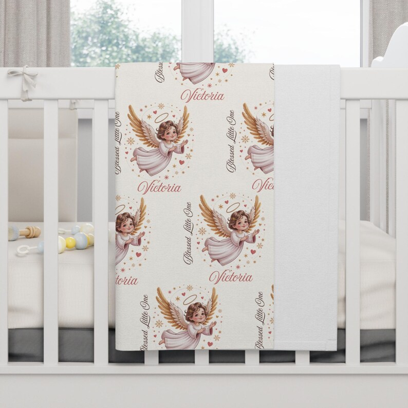 Personalized Angel Baby Blanket, Newborn Gift image 2