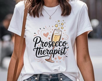 T-shirt proseccothérapeute : cadeau amusant pour les amateurs de vin, haut de nuit pour femme