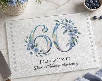 Personalisiertes Glasschneidebrett zum 60-jährigen Jubiläum