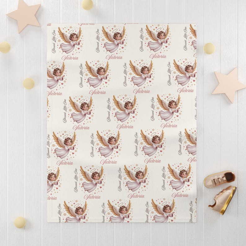 Personalized Angel Baby Blanket, Newborn Gift image 5