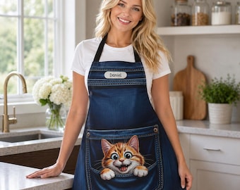 Funny Cat Pocket Apron - Personalized Gift for Cat Lovers