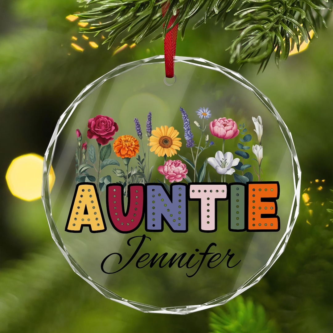 Personalized Auntie Ornament, Custom Aunt Name Crystal Glass Gift - Etsy