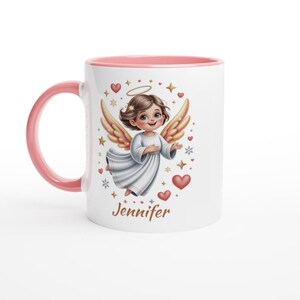 Taza de ángel personalizada con nombre Ceramic Pink
