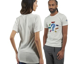 Premium Unisex T-Shirt-Gender-Inclusive Pronouns Illustration-Vibrant Colors - Comfortable Cotton - Modern Urban Fashion -Left Sleeve Design