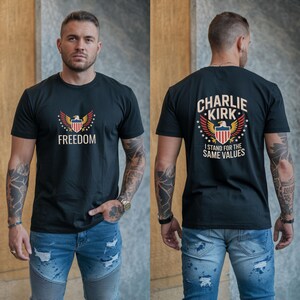 Freedom Eagle Graphic Tee | Patriotic American Values Shirt | USA Pride Unisex T-Shirt Classic Unisex Crewneck T-shirt | Gildan® 64000 - Black