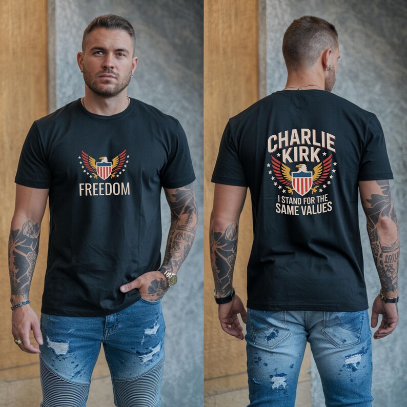 Freedom Eagle Graphic Tee | Patriotic American Values Shirt | USA Pride Unisex T-Shirt Classic Unisex Crewneck T-shirt | Gildan® 64000 - Black