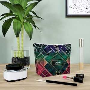 Travel Cotton Makeup Bag Personalized Monogrammed Toiletry Bag Bridesmaid Gift Custom Christmas Gift Monogram Makeup Bag Modern Cosmetic Bag