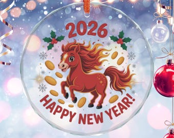 Ozdoba Ognisty Koń 2026, Chińskie Monety Szczęśliwe Zodiaku, Pamiątka ze Szkła Kryształowego